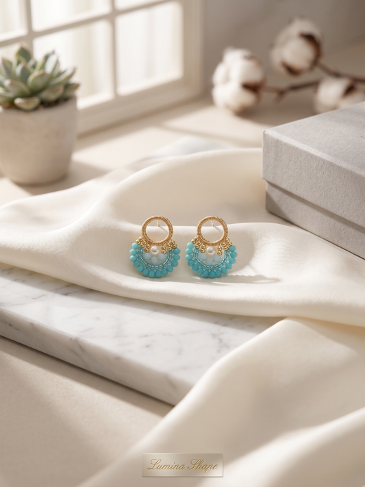 Azure Fan Statement Earrings