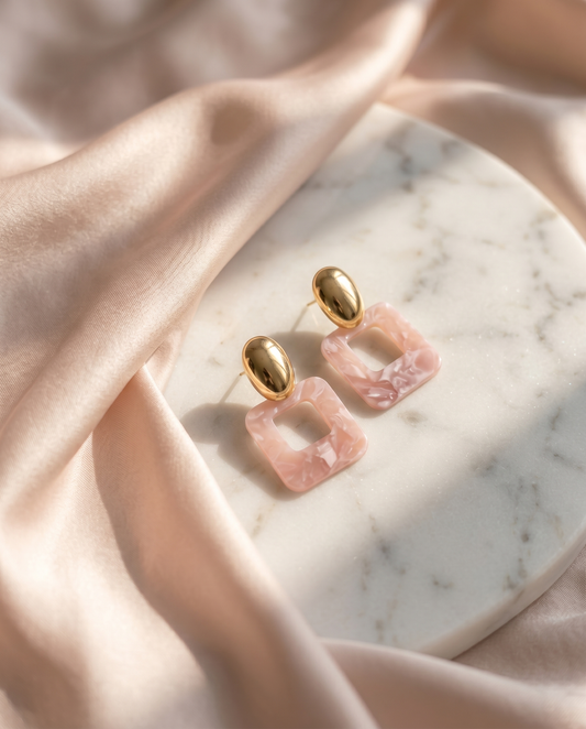 Rose Petal Square Studs